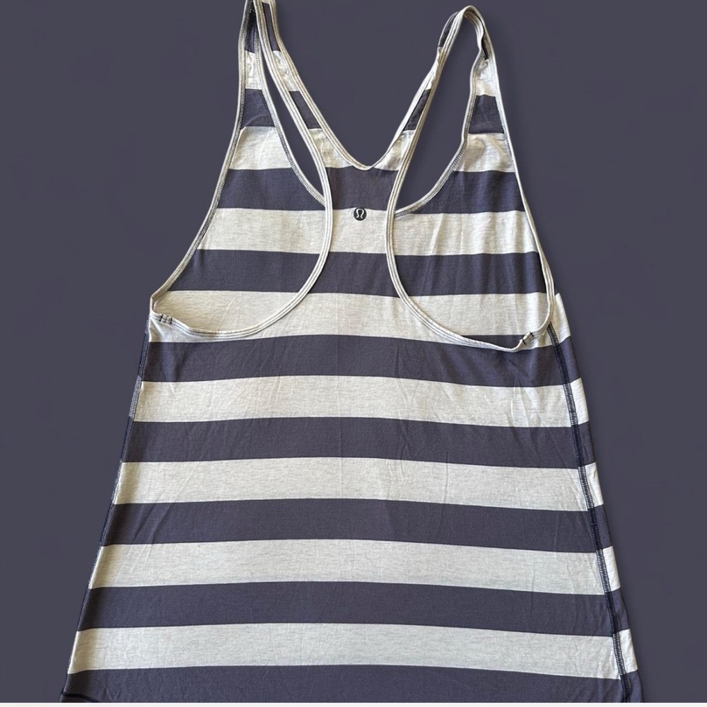 Lululemon Striped Racerback Tank Top - Purple and Gray/White
